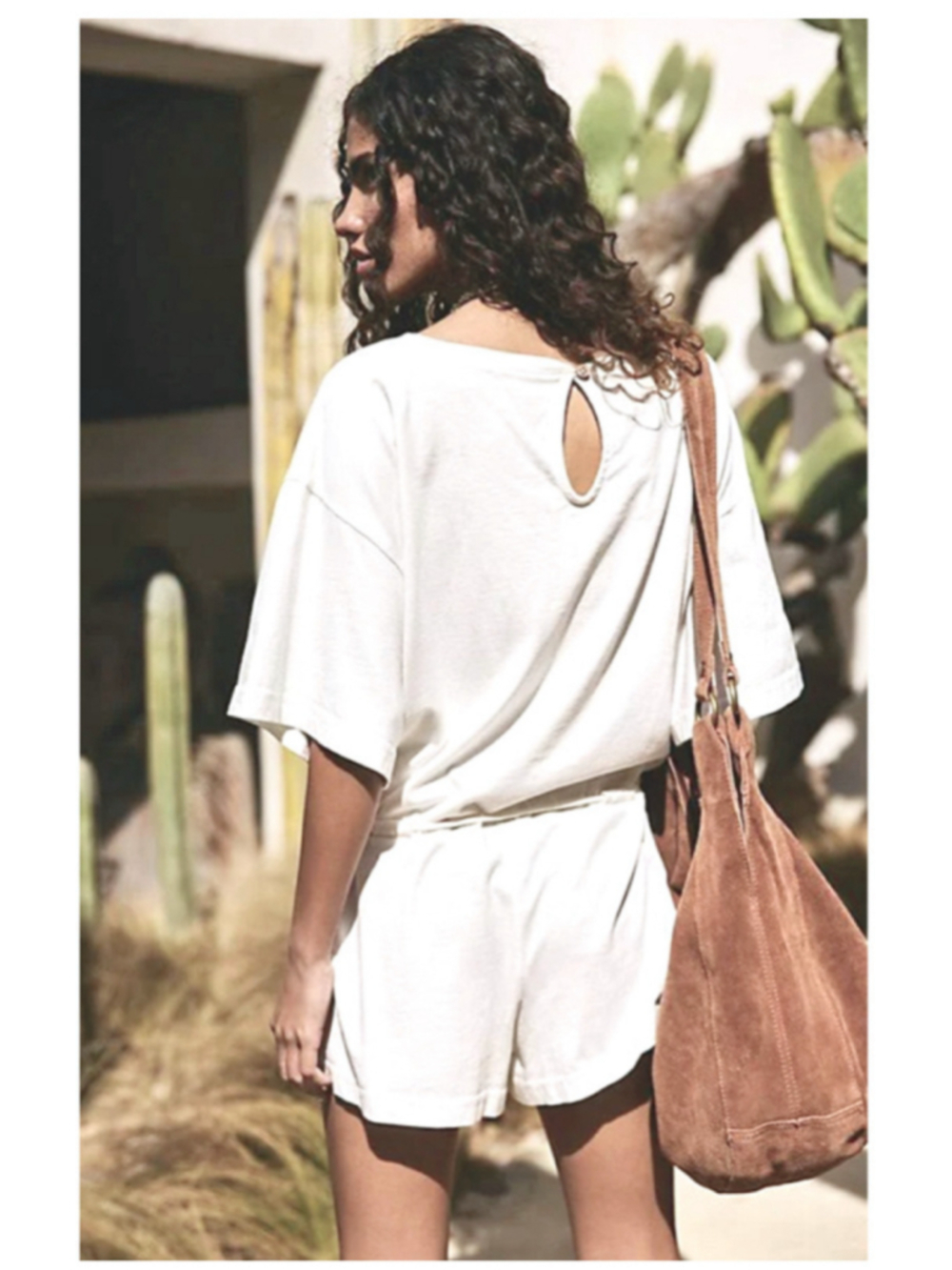 Free People Free-est Brown & White Drawstring Romper XS Bundle NWOT - Picture 4 of 10